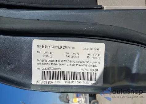 2007 Chrysler 300 from USA, damaged, VIN 2C3KA43R27H699729